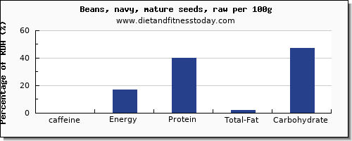 caffeine and nutrition facts in navy beans per 100g